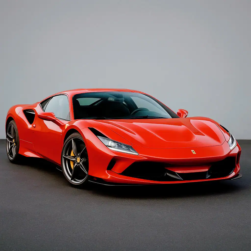 Stunning red Ferrari sports car, luxury vehicle, high-performance car, sleek design.