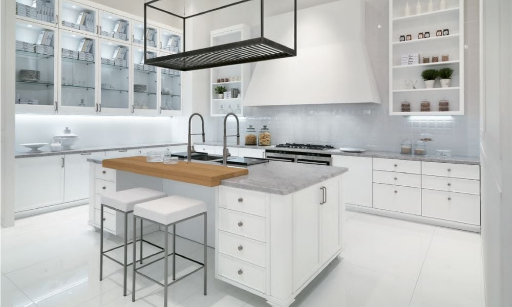 Elegant white modern kitchen cabinets with sleek design and ample storage space.