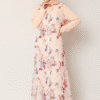 Elegant floral modest dress with hijab, perfect for special occasions and cultural events.