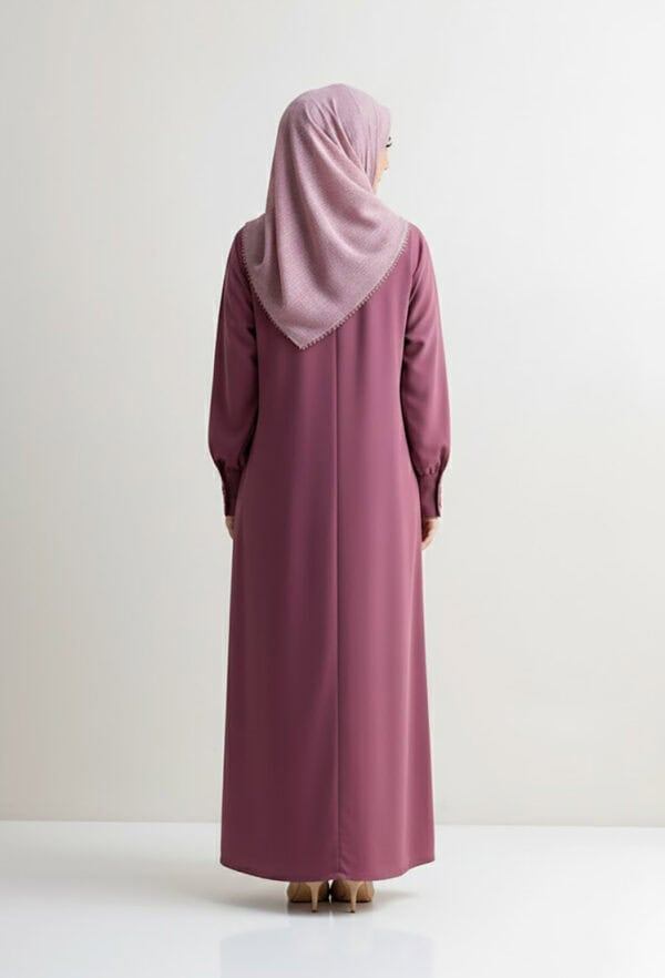 Abaya with matching pink hijab, perfect for modest and stylish wear.