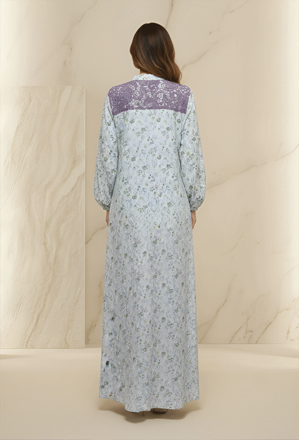 Elegant floral maxi dress with lace details for women, perfect for special occasions and summer even.