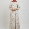 Elegant floral maxi dress with hijab for women, perfect for modest fashion and special events.