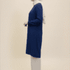 Elegant modest blue dress with a beige hijab, perfect for contemporary fashion.