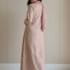Elegant pink floral maxi dress with matching scarf, perfect for special occasions and stylish comfor.