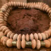 Beaded necklace with wooden and brass beads, handcrafted jewelry from Umeed Designs.