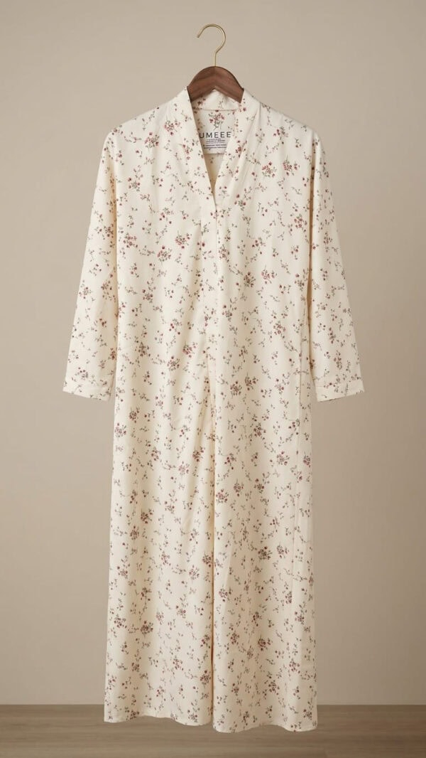 Elegant floral maxi dress with long sleeves and a V-neck, perfect for special occasions.