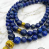 Elegant blue lapis lazuli beaded necklace with gold accents from Umeed Designs.