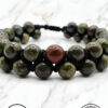 Handmade beaded bracelet with green and brown stones from Umeed Designs.
