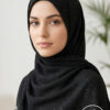 Elegant black hijab with subtle gold specks by Umeed Designs.