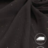 Black fabric with small gold specks, lightweight and non-slip for clothing or accessories.