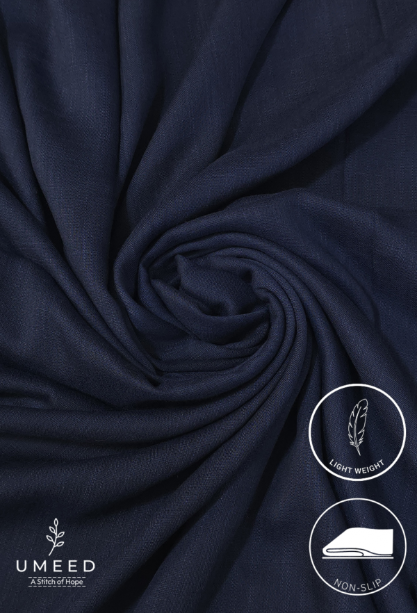 Dark navy lightweight, non-slip fabric with Umeed Designs logo.