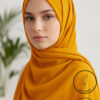 Stylish mustard yellow hijab with light weight and non-slip features.