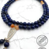 Elegant blue and orange beaded necklace with silver pendant from Umeed Designs.