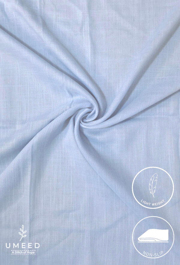 Light blue lightweight non-slip fabric for clothing or crafts.