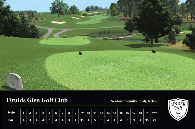 Beautiful Irish golf course with lush fairways and scenic views.
