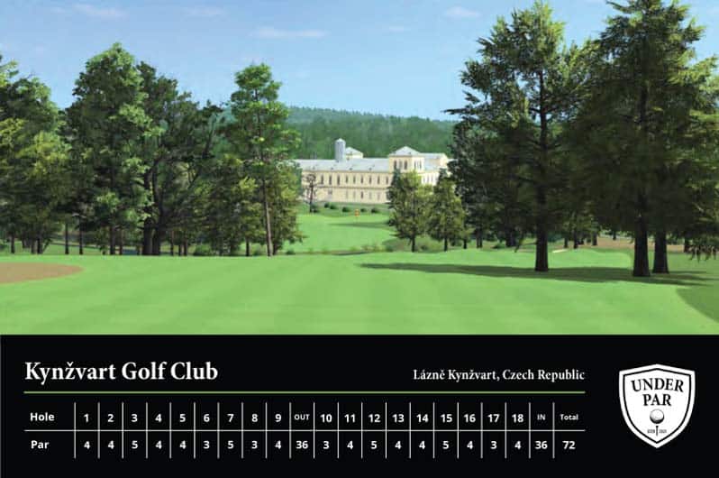Scenic view of Kynzvart Golf Club with lush fairways and trees in Czech Republic.