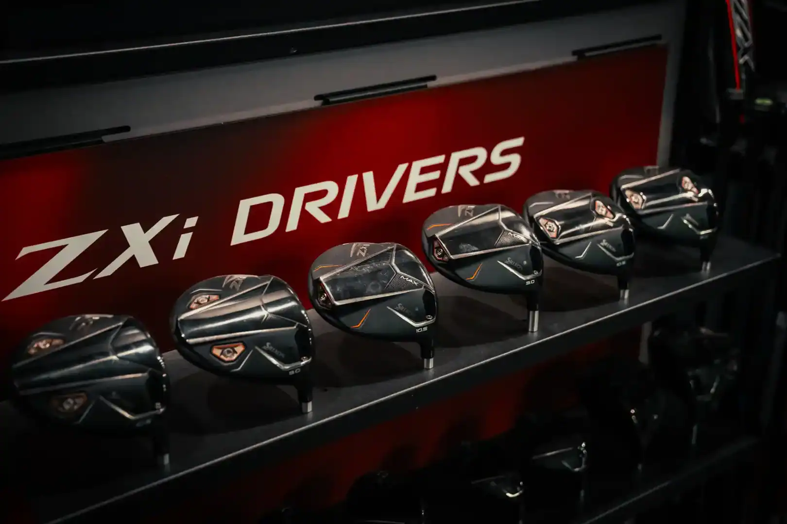 Golf club drivers display at Under Par Golf.
