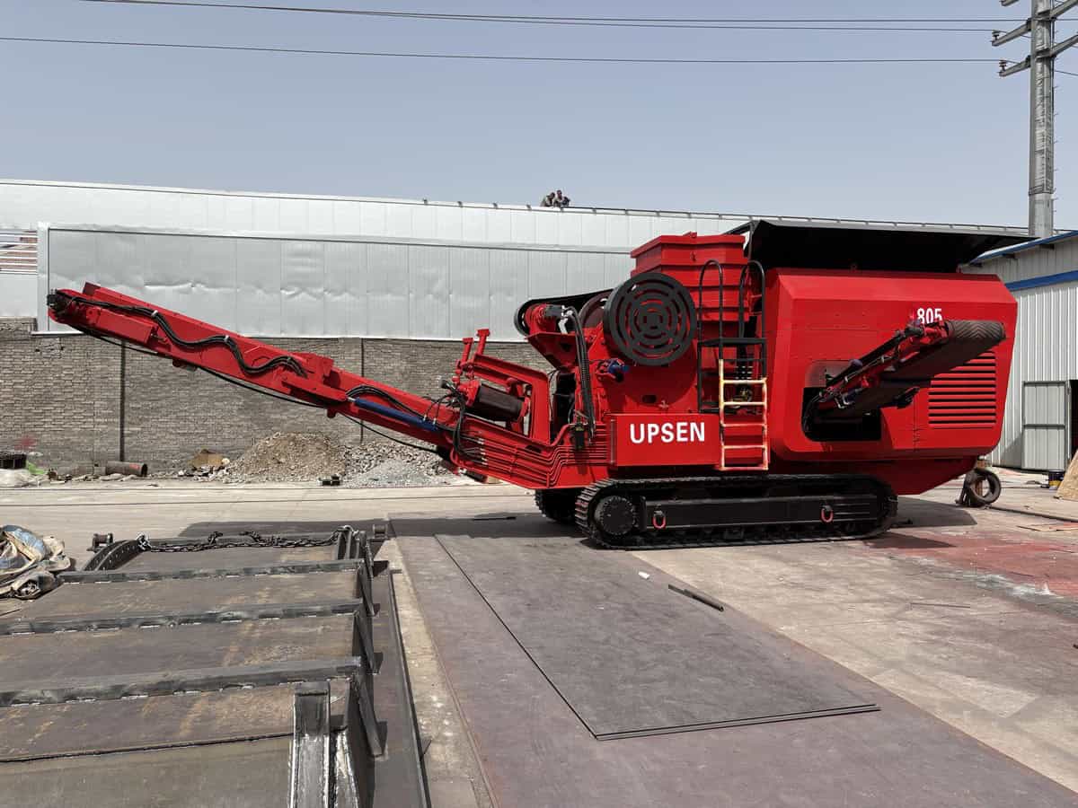 UPSEN USA-805JC ujc805 mobile jaw crusher processing concrete and rock.