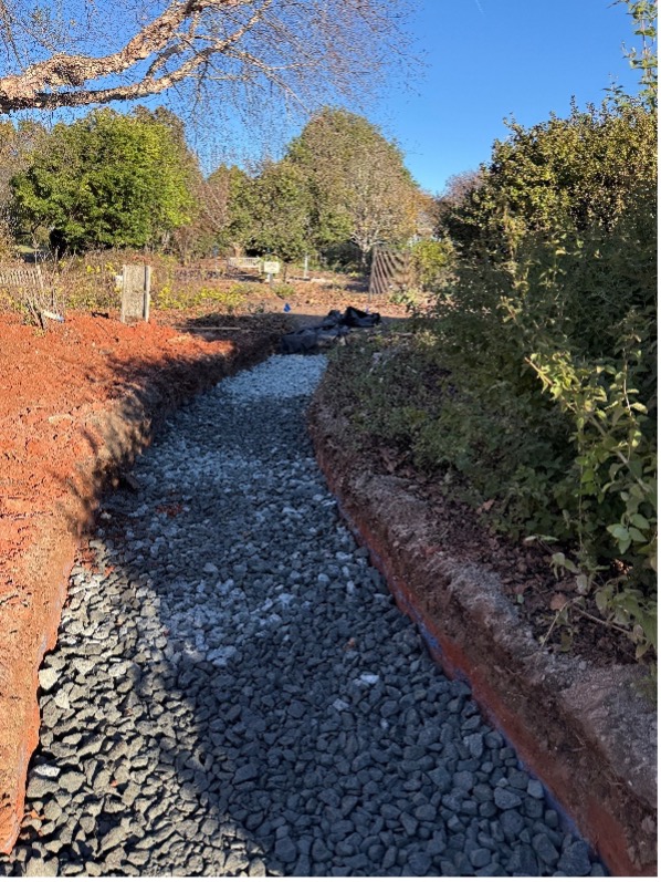 Pervious paver sub-base stone reservoir during construction at the UGA GSI demo site