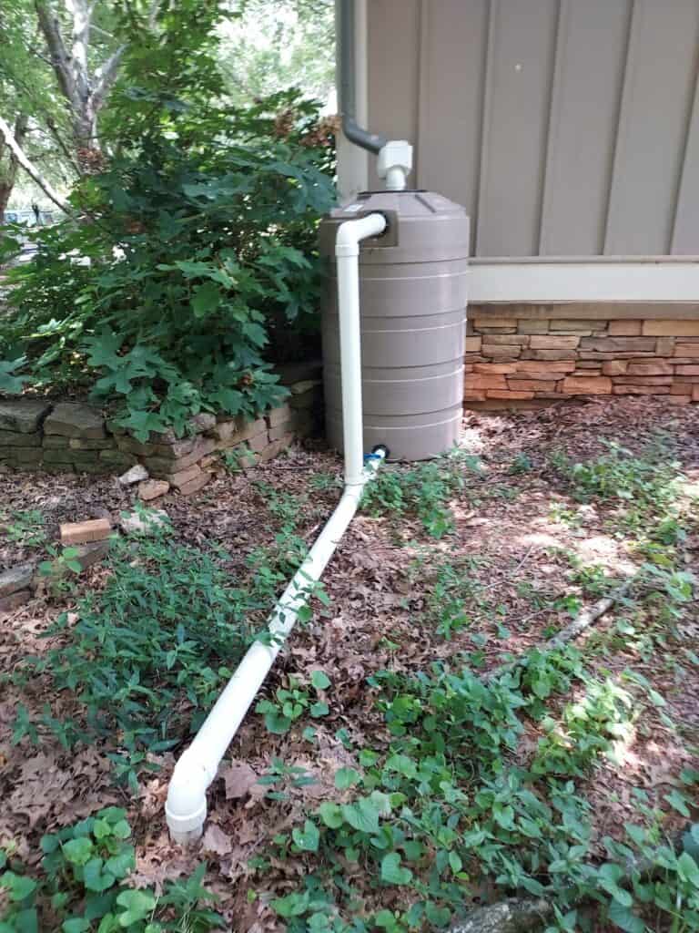 Completed dry well installation concealed beneath established plantings at the UGA Green Stormwater Demo Site, demonstrating how the system integrates invisibly into the landscape