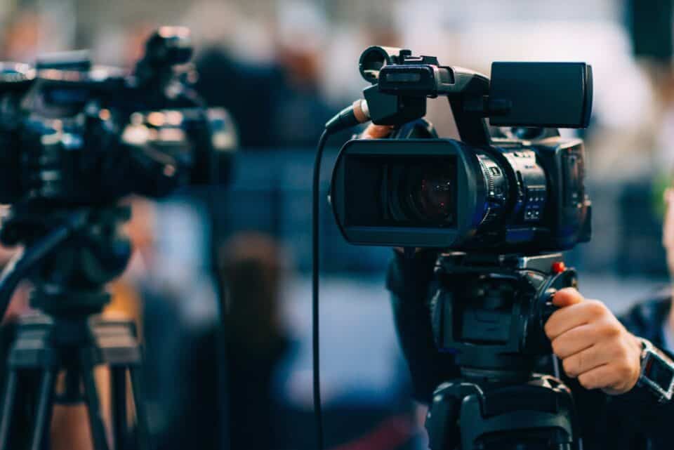 A high end camera recording an event