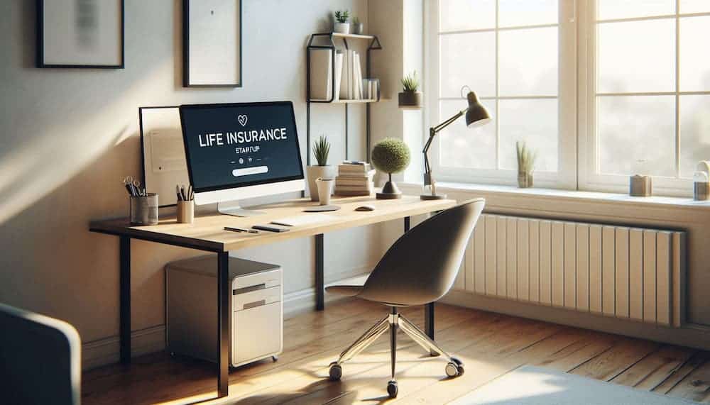 Home Business Office A computer on a desk in a home office