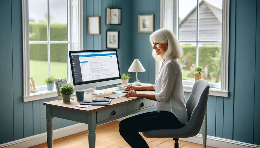 Insurance Business from Home Office An insurance agent working in her home office