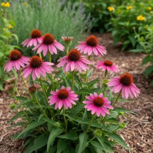 Echinacea purpurowa, kwiaty letnie, naturalna dekoracja ogrodu.