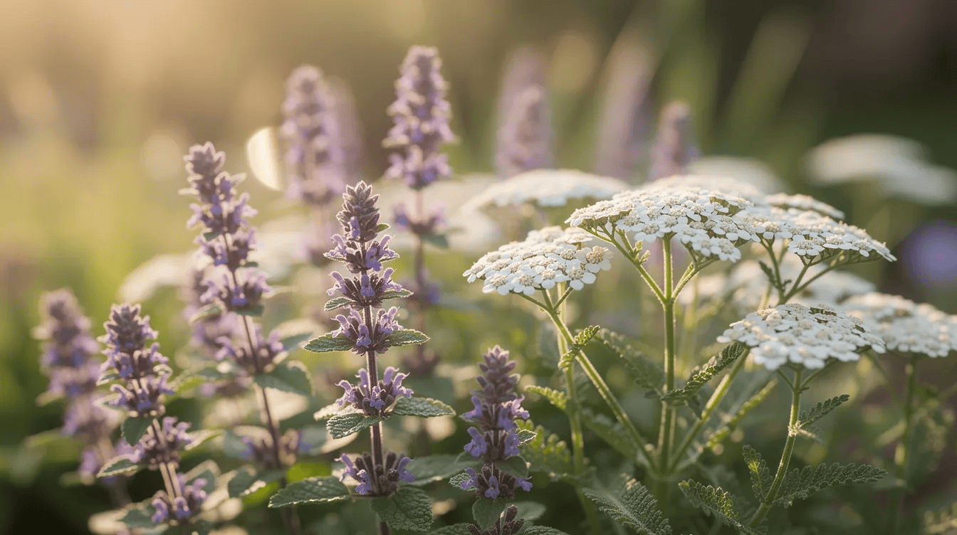 Kwiaty i zioła w ogrodzie Szeptuchy, naturalne leczenie i tradycja.