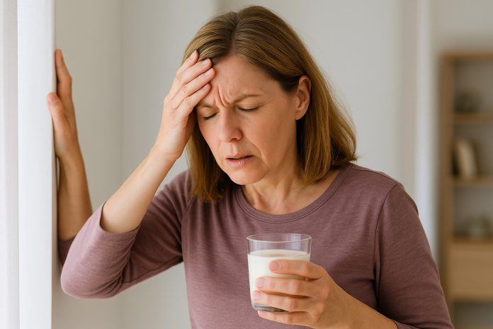 Femeie cu amețeală, posibil simptom al accidentului vascular cerebral