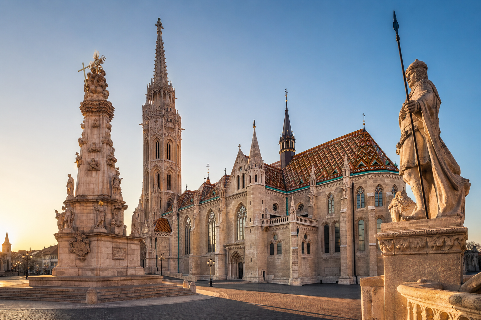 Matthias Church and Fisherman's Bastion in Budapest's Castle District