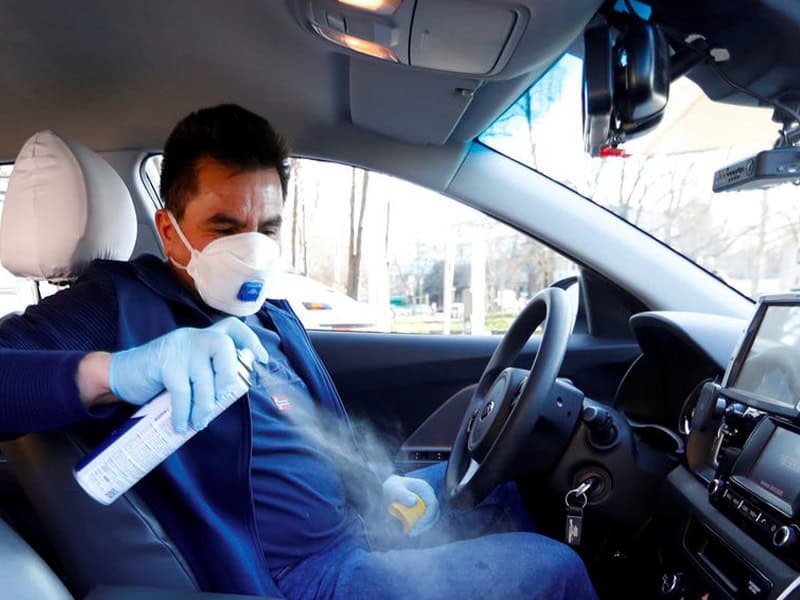 Budapest driver with masks and gloves