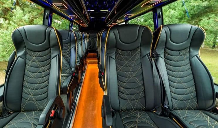 Interior of a luxury coach with premium seating