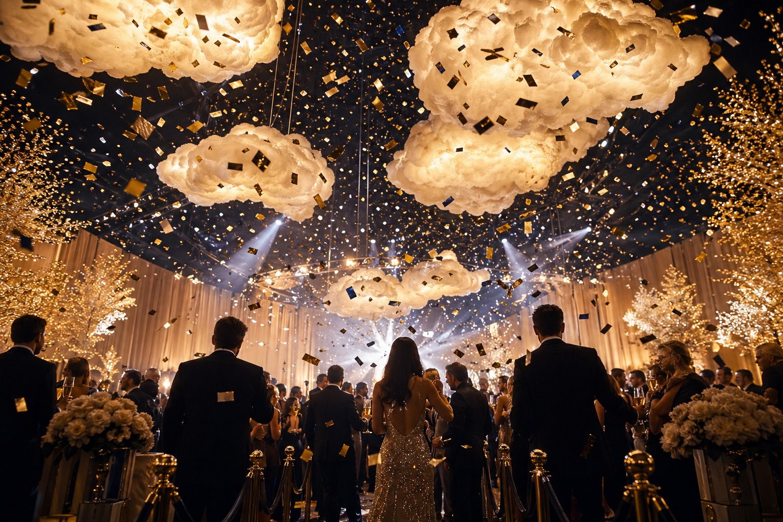 Guests entering a formal evening celebration