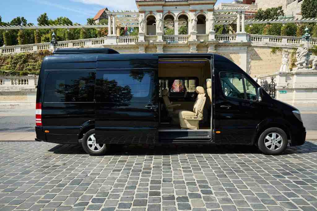 Mercedes VIP Sprinter exterior Budapest landmark
