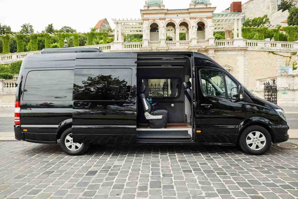 Mercedes Sprinter luxury minibus three-quarter view