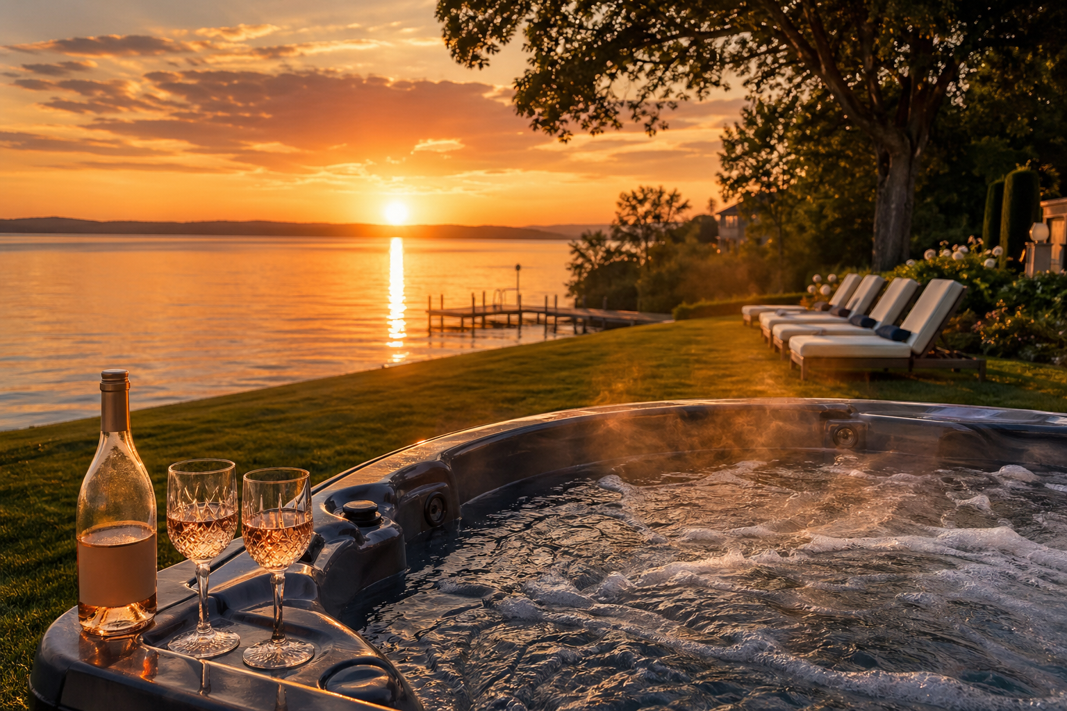 Luxury villa overlooking Lake Balaton with panoramic sunset view