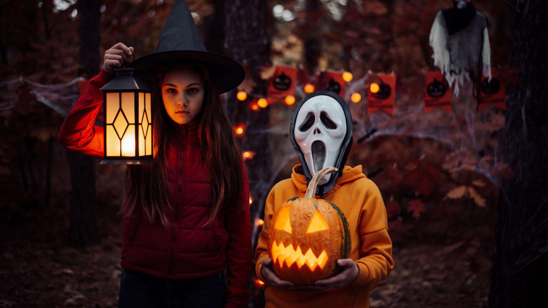 Halloween pumpkins and decorations