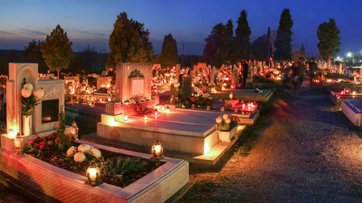 All Saints' Day in Hungary – candles and chrysanthemums