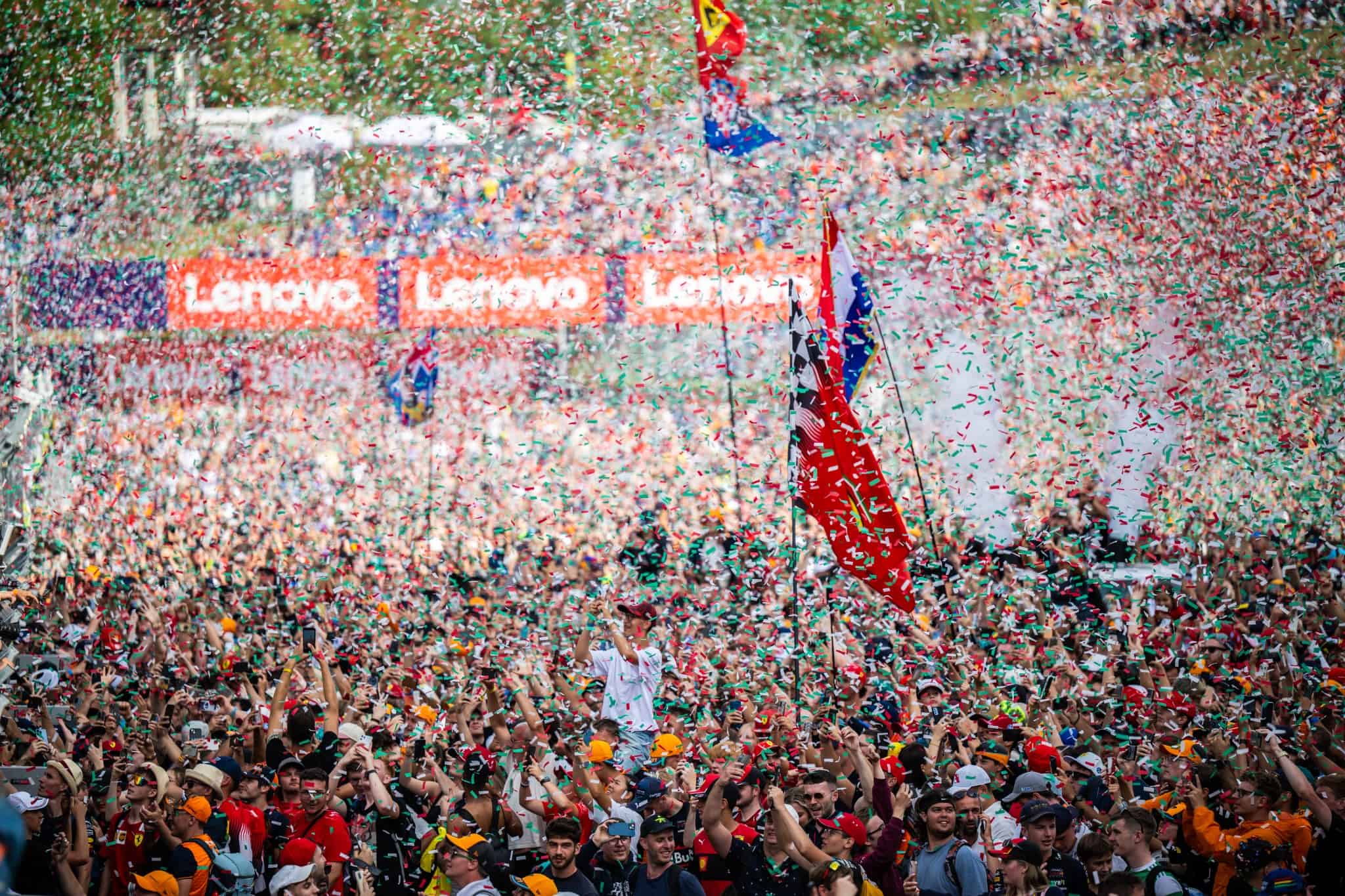 Hungarian GP fans in celebration