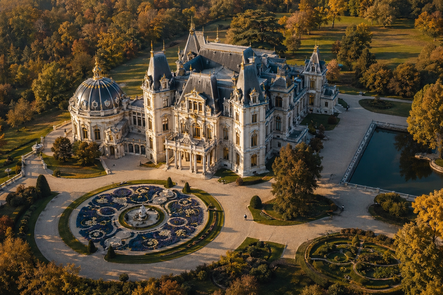 Luxury chauffeur arriving at a Hungarian castle