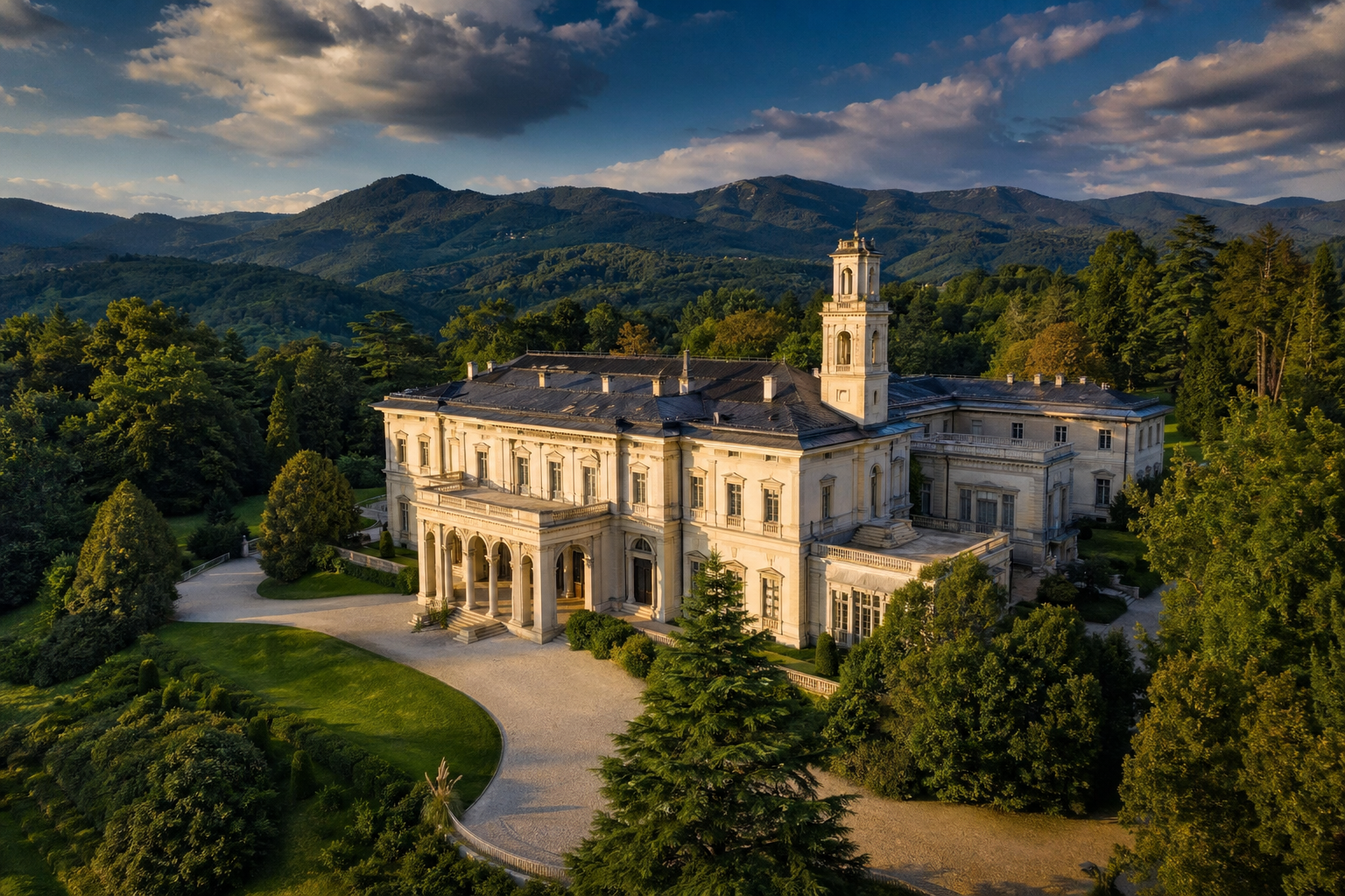 Premium chauffeur service at a castle entrance