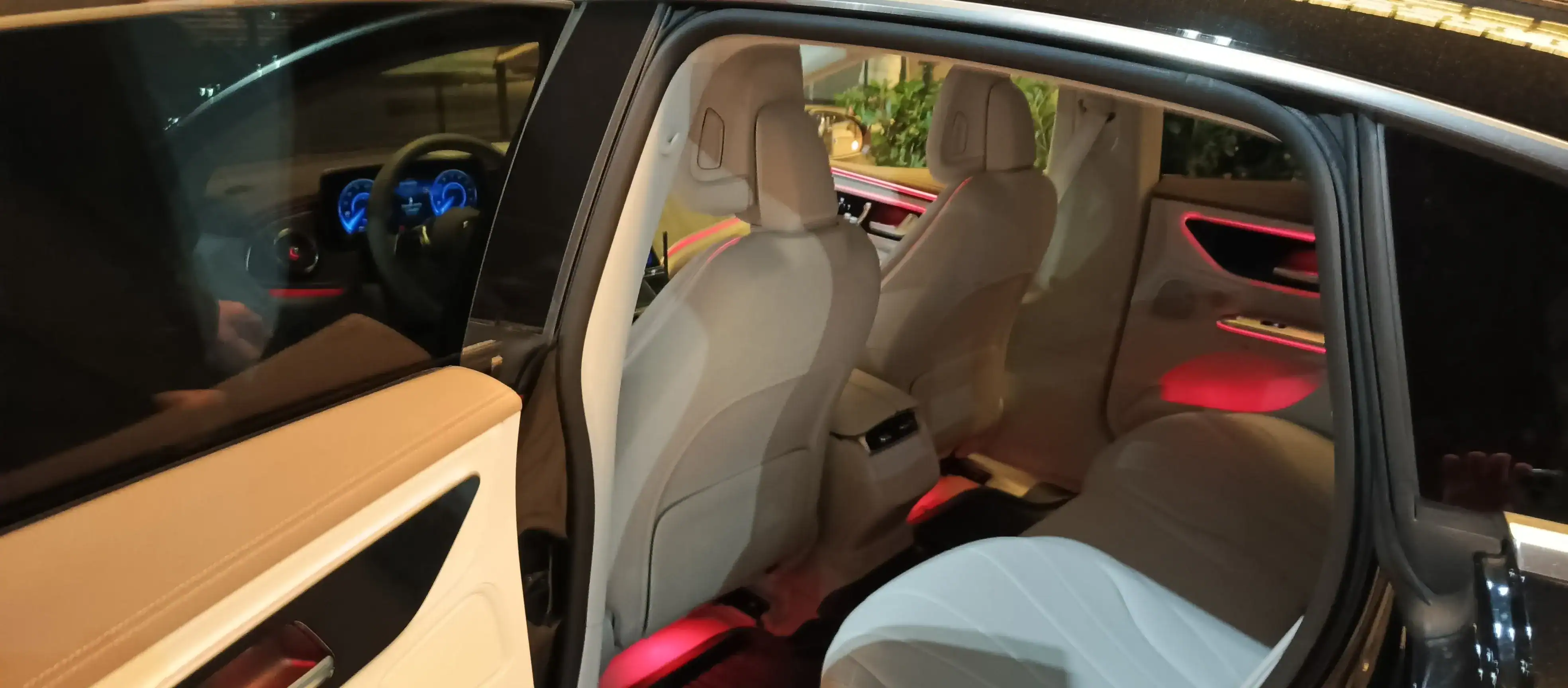 Interior view of a luxury van for airport transfers in Budapest.