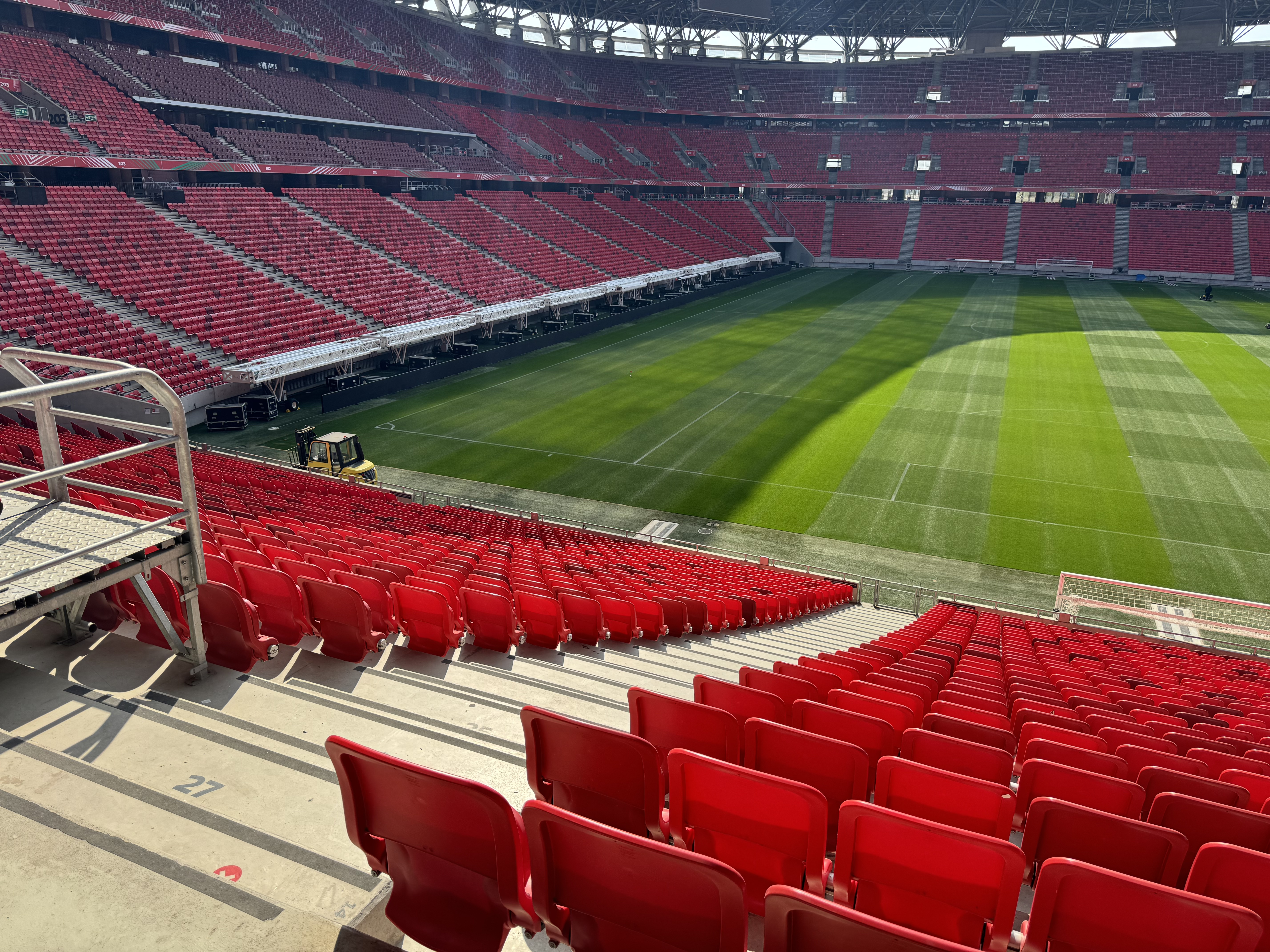 Final overview of the Puskás Stadium set for the UCL Final