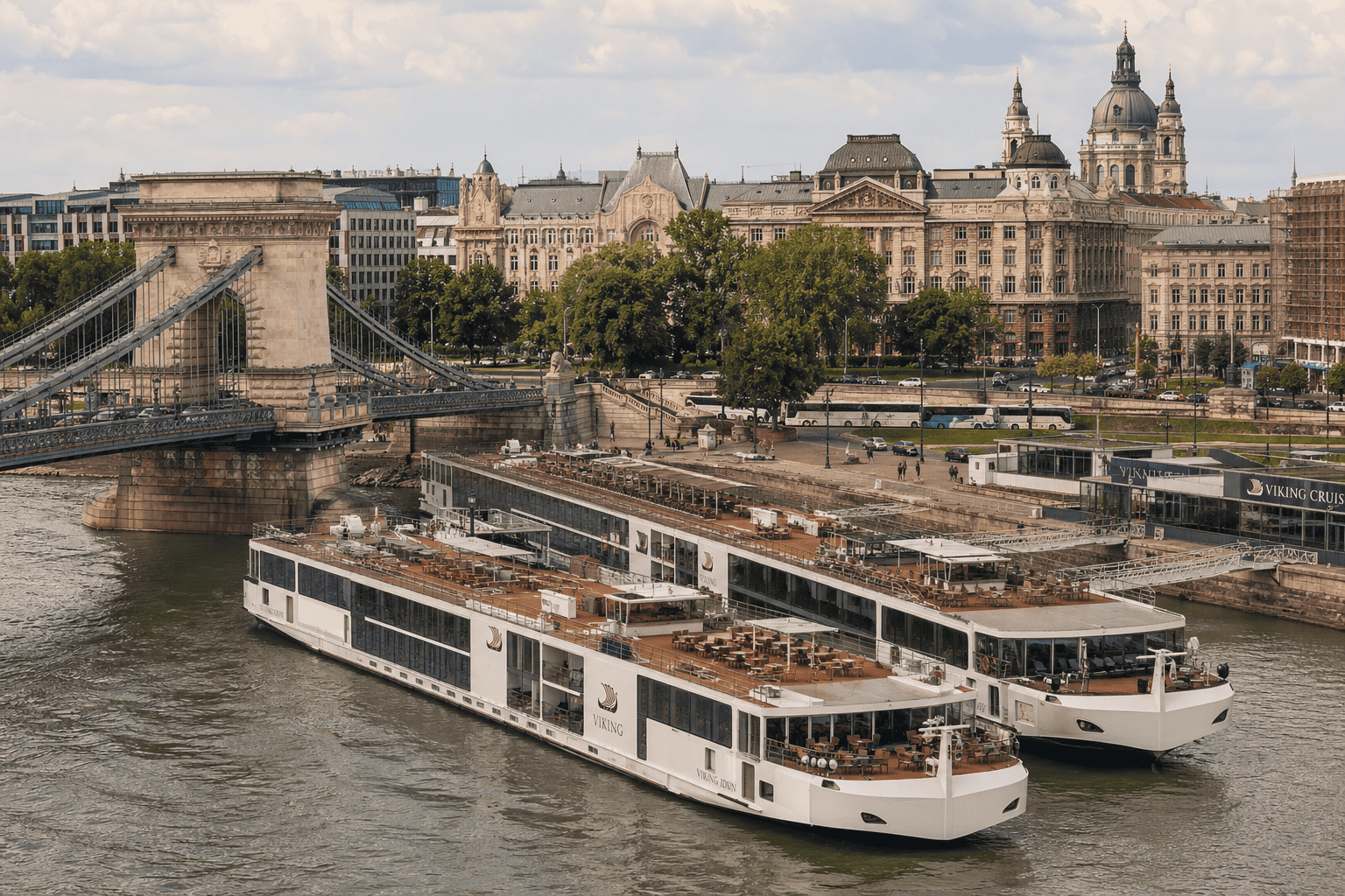 Budapest Chain Bridge aerial view