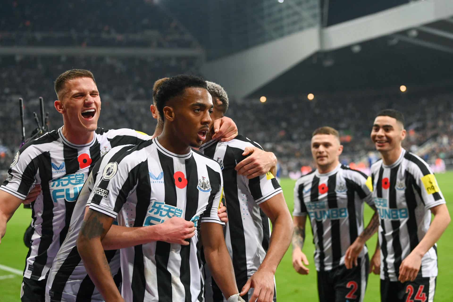 Newcastle United players celebrating