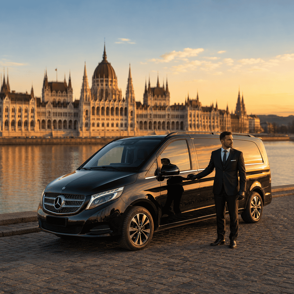 Premium Budapest airport transfer and chauffeur service. Mercedes vehicle for luxury transportation.