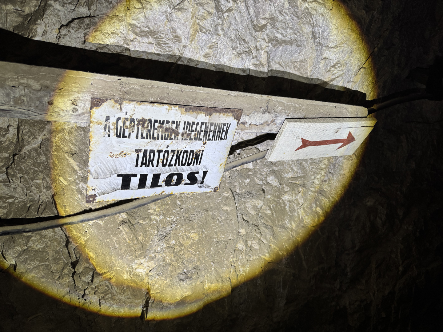 A miner's warning sign, still in place