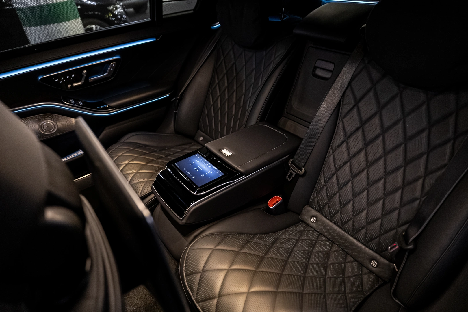 Quilted leather seats inside the Mercedes-Benz S-Class