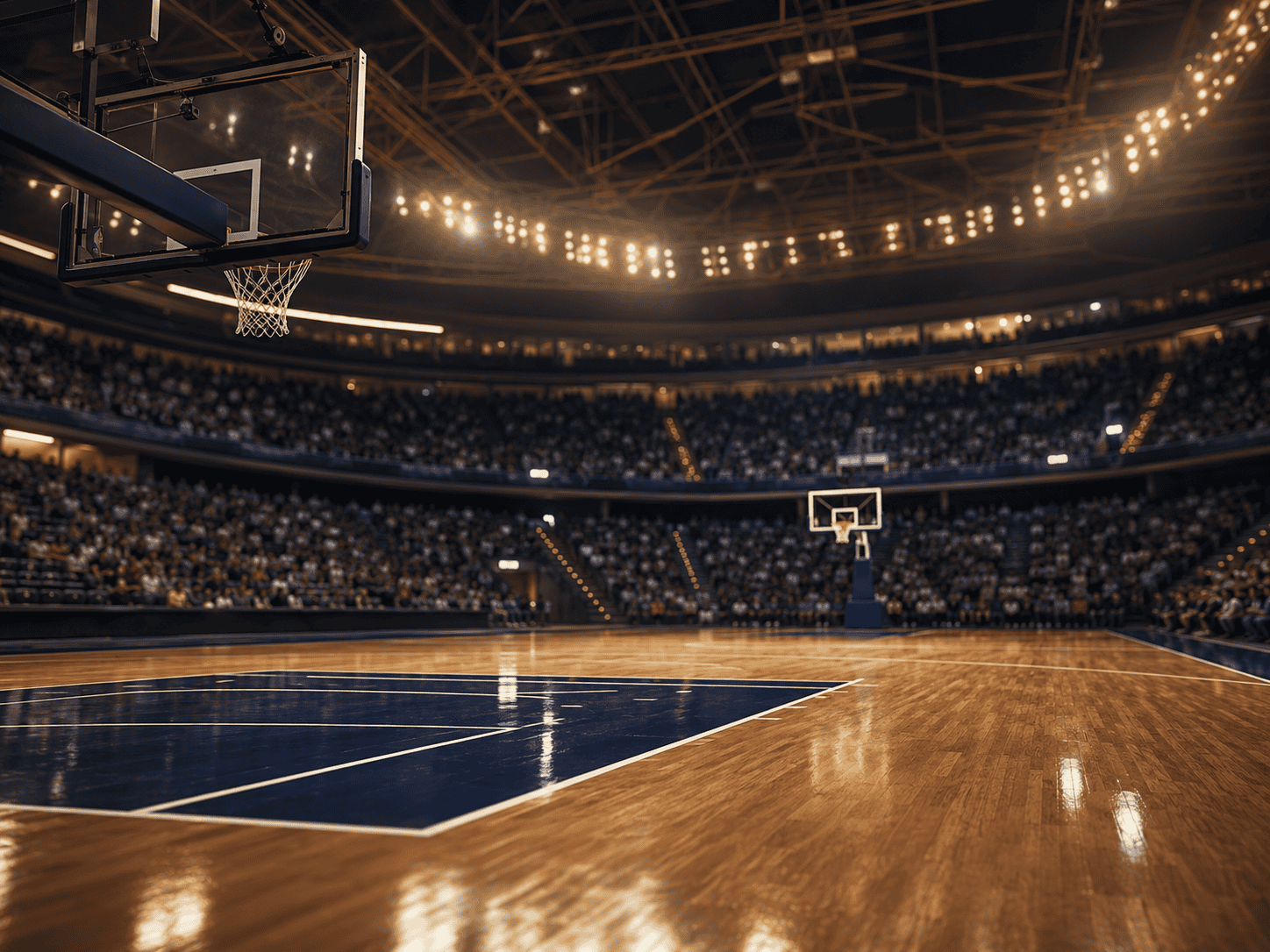 Basketball arena interior with a full crowd